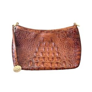 Brahmin Anytime Mini Croc‎ Embossed Pecan Melbourne Shoulder Bag No Strap